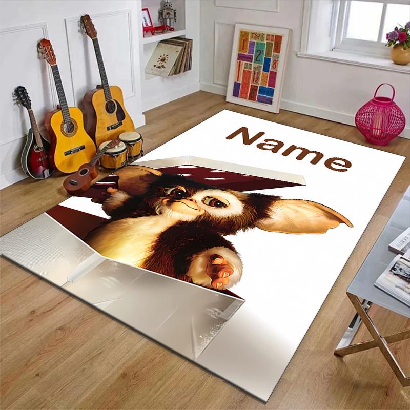Custom Gremlin Mat Personalized Name, Polyester Washable Indoor Entryway Rug, Gift for Christmas, Easter, Thanksgiving Day