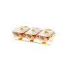 Three-grid Rectangular Ceramic Plate Soup Pot Metal Shelf Hotel Restaurant Hand-Colored Soup Pot Dry Pot Tableware Set