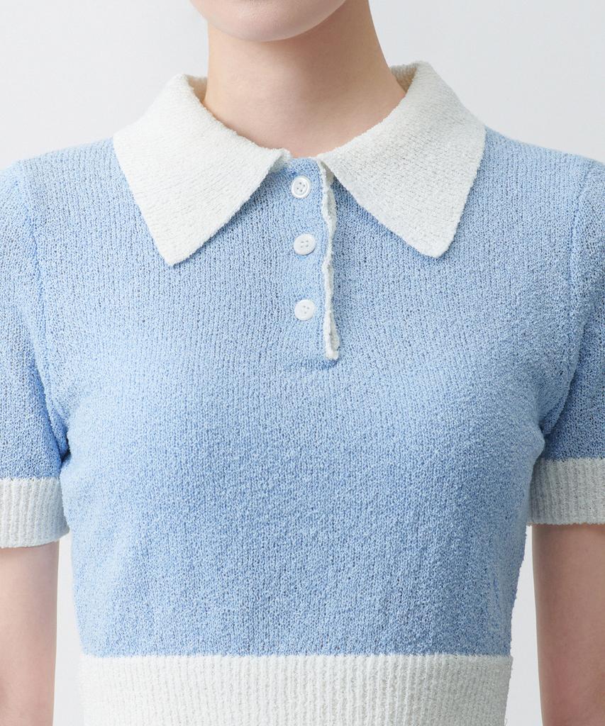 MUSINSA STANDARD WOMAN Women'S Boucle Knitted Polo Shirt [Sky Blue]