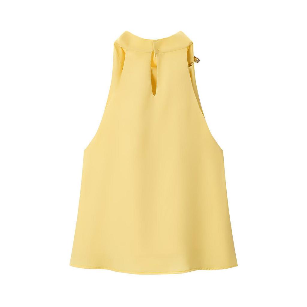 Autumn Gold Collar Sleeveless Top with Accessories for Women