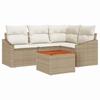 Garden Sofa Set with Storage 5 Pcs Beige and Cream Poly Rattan