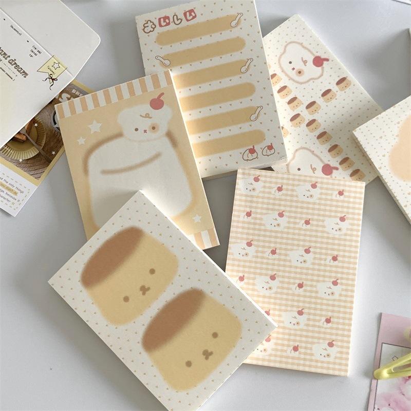 Cute Pudding Bear Memo Pad Cute Student Loose Leaf Message Notepad Girl Mini Pocket Planner Scrapbook Material Paper