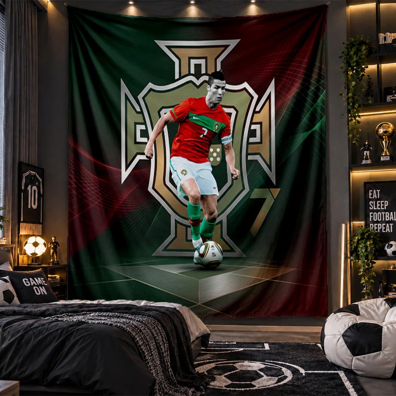 Wall Hanging Tapestry Cristiano Ronaldo Print Cloth for Living Room Bedroom Home Decor
