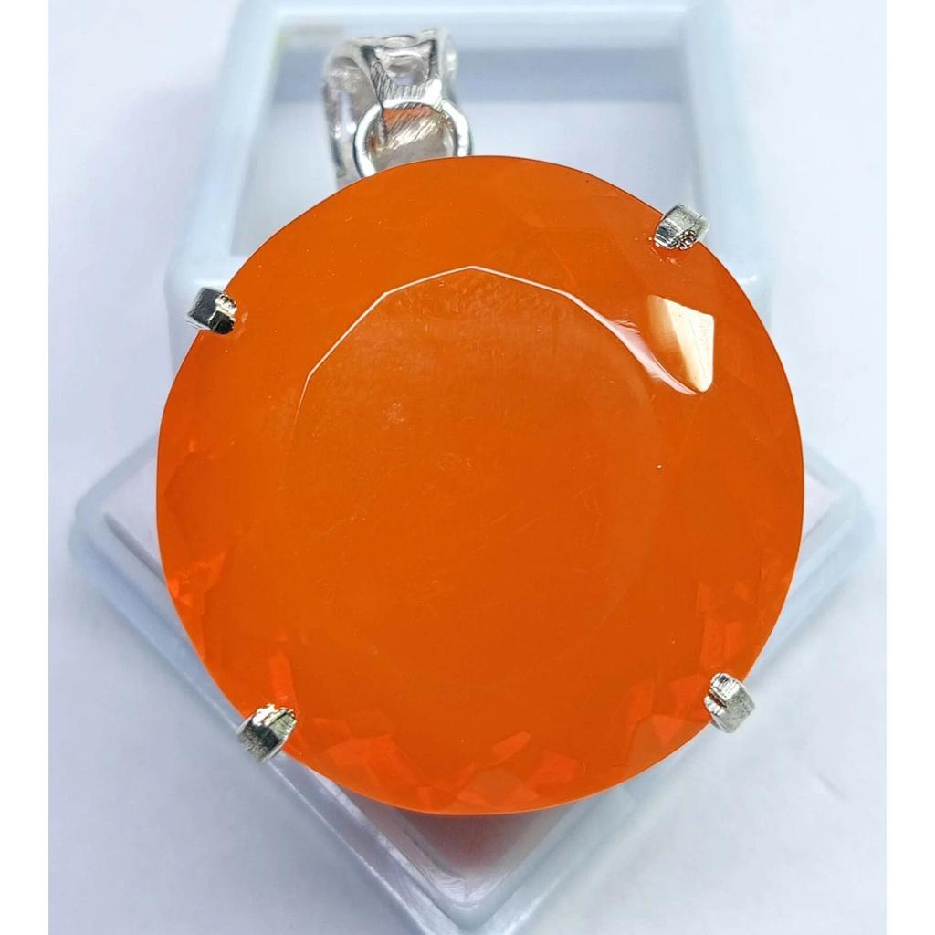 Opal Orange Pendant Locket Natural 88.50 Ct Round Cut Fabulous Certified