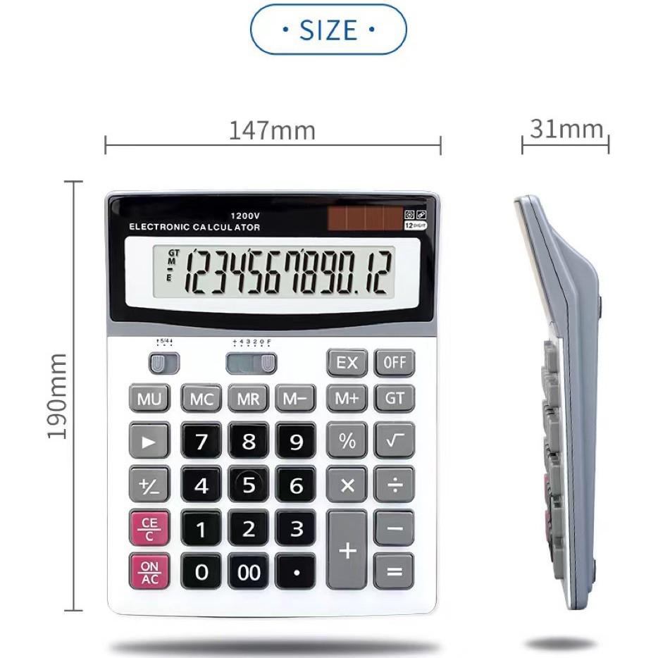 Solar-Powered Desktop Calculator with Large 12-Digit Screen for Accounting and Finance.