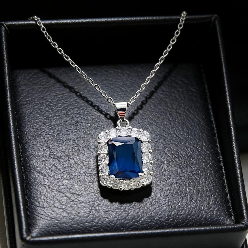Jewelry Imitation Red Sapphire Square Pendant Necklace Inlaid 9 * 11 Emerald Color Treasure Clavicle Chain Women