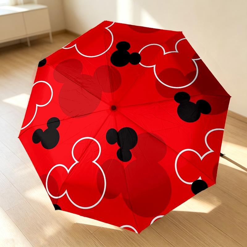 Mickey Mouse Portable 3 Folds Umbrella Portable Windproof Folding Rain Umbrella For Travel Outdoor Sun Protection Travel Outdoor Gift