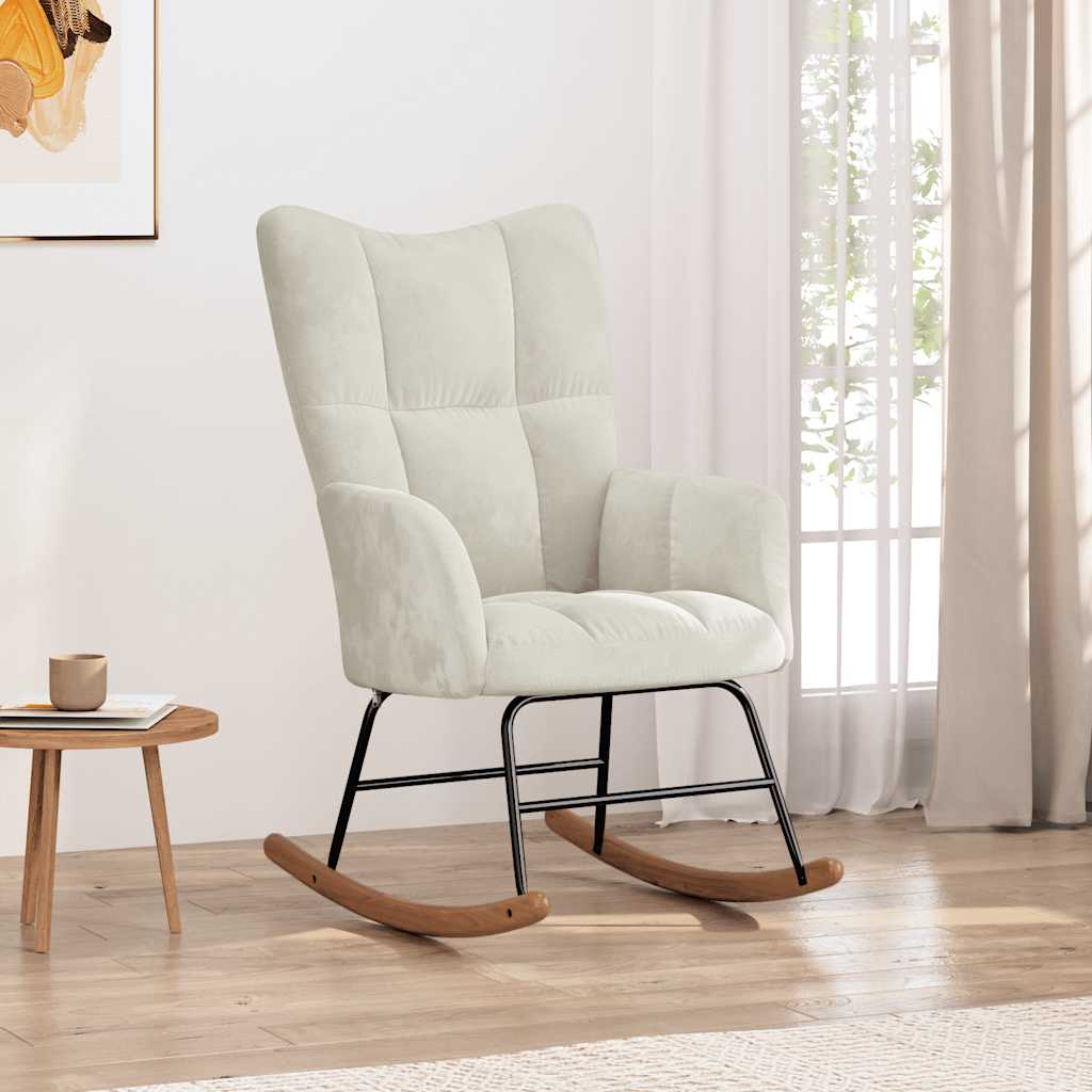 Vidaxl Rocking Armchair, Cream, Upholstered with Velvet