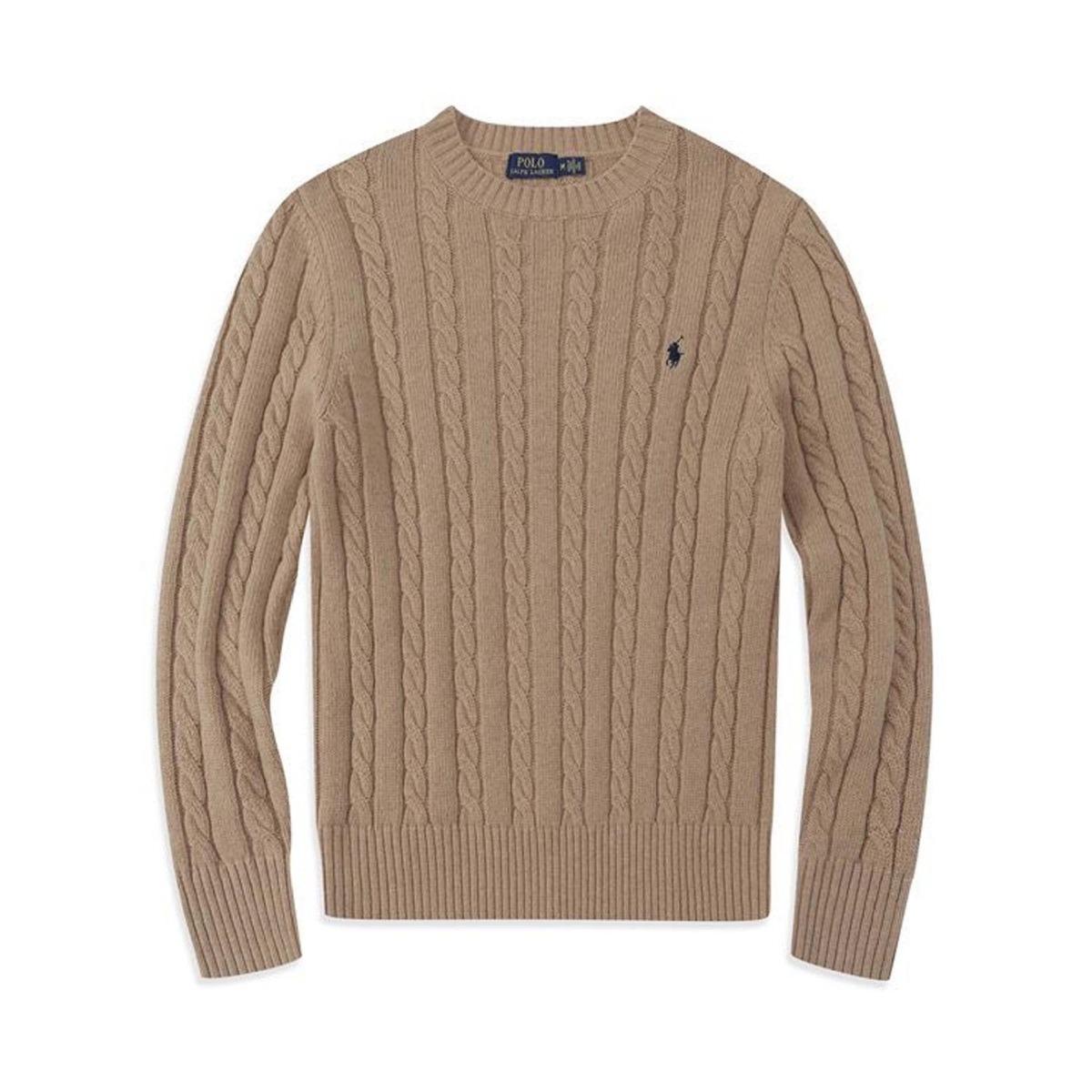 RogueWave Ronde Hals Pullover Modieuze Top Gebreide Trui Casual Trui Herenkleding Herfst/winter L kameel