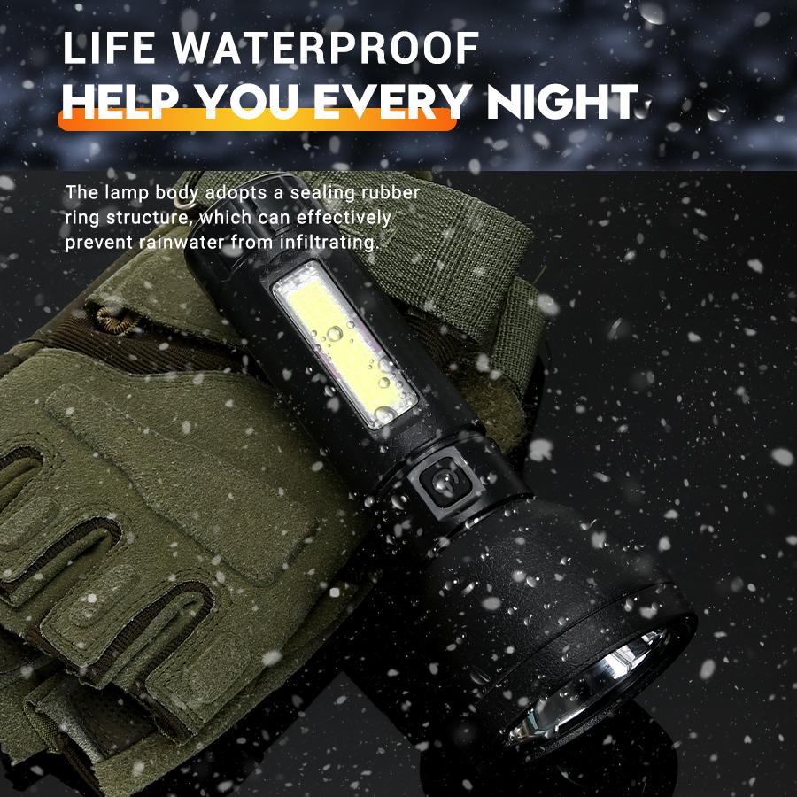 Mini Torch LED Rechargeable Flashlight Portable USB Charging Flashlight Outdoor Camping Waterproof Long Range Fishing Lantern