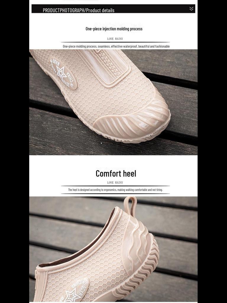 Women's Korean Style Non-Slip Waterproof Rain Boots - Short-Tube, Low-Top, for Spring & Autumn