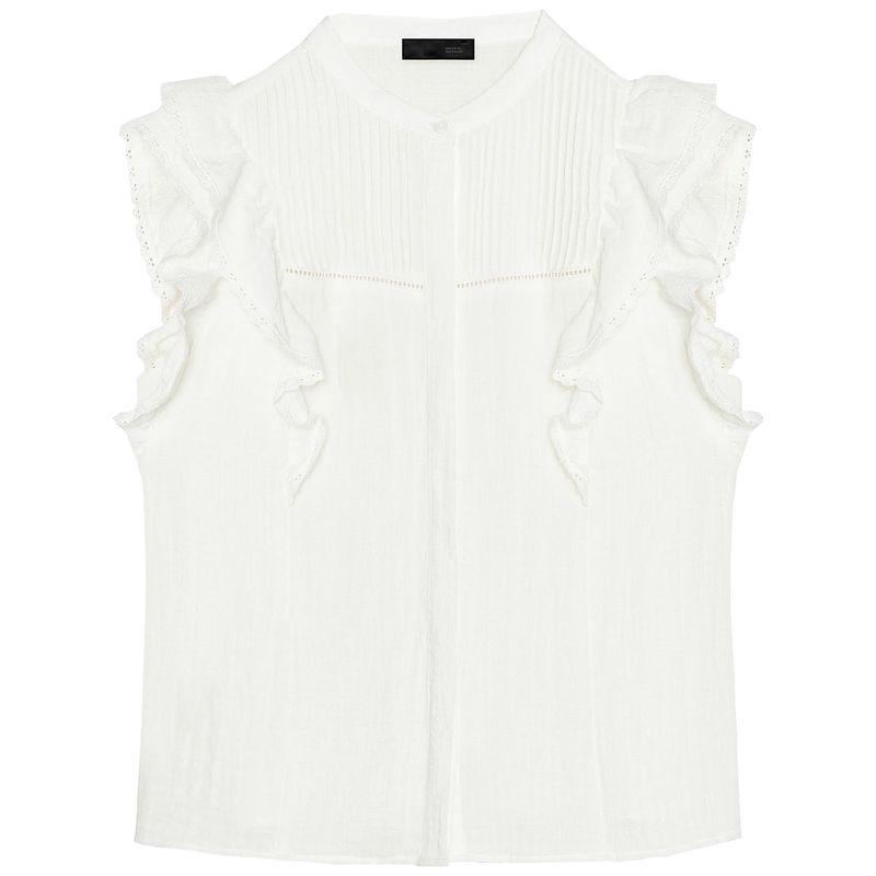 

Zaprha 2025 Новинка Французский Западный Стиль Молодежный Вертикальное Кружево Ламинированная Отделка Майка без Рукавов для Женщин 2157042 White L