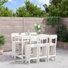 Vidaxl 7-Cz. White Pine Wood Garden Bar Furniture Set