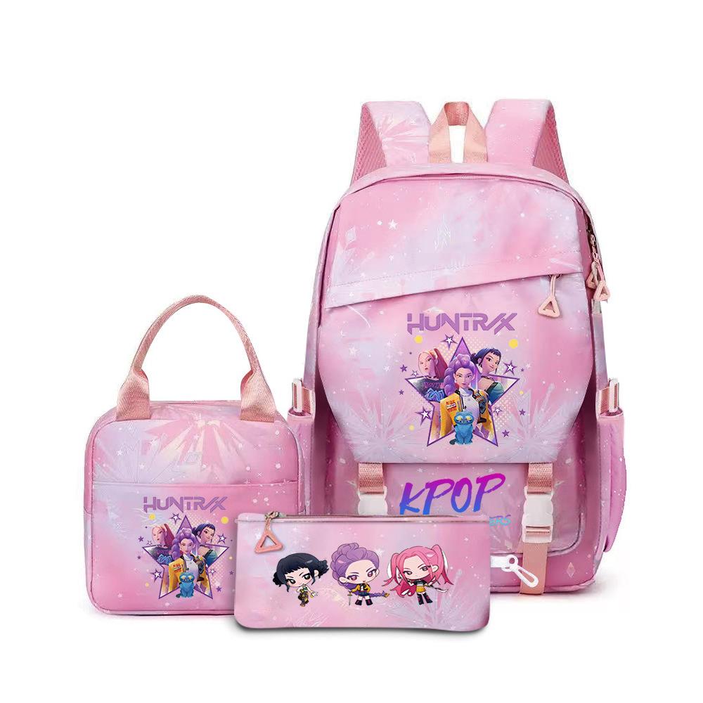 Kpop Demon Hunters, Elementary School Bag, Children'S Backpack, Lunch Bag, Pencil Bag, Three-Piece Set, Student Backpack