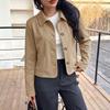 Women S Casual Loose Short Faux Suede Lapel Coat