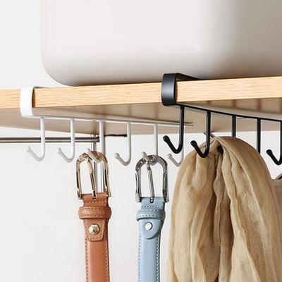 Prateleira de suspensão multifuncional, forte capacidade de carga, metal, 6 ganchos, prateleira de armazenamento decorativa para casa