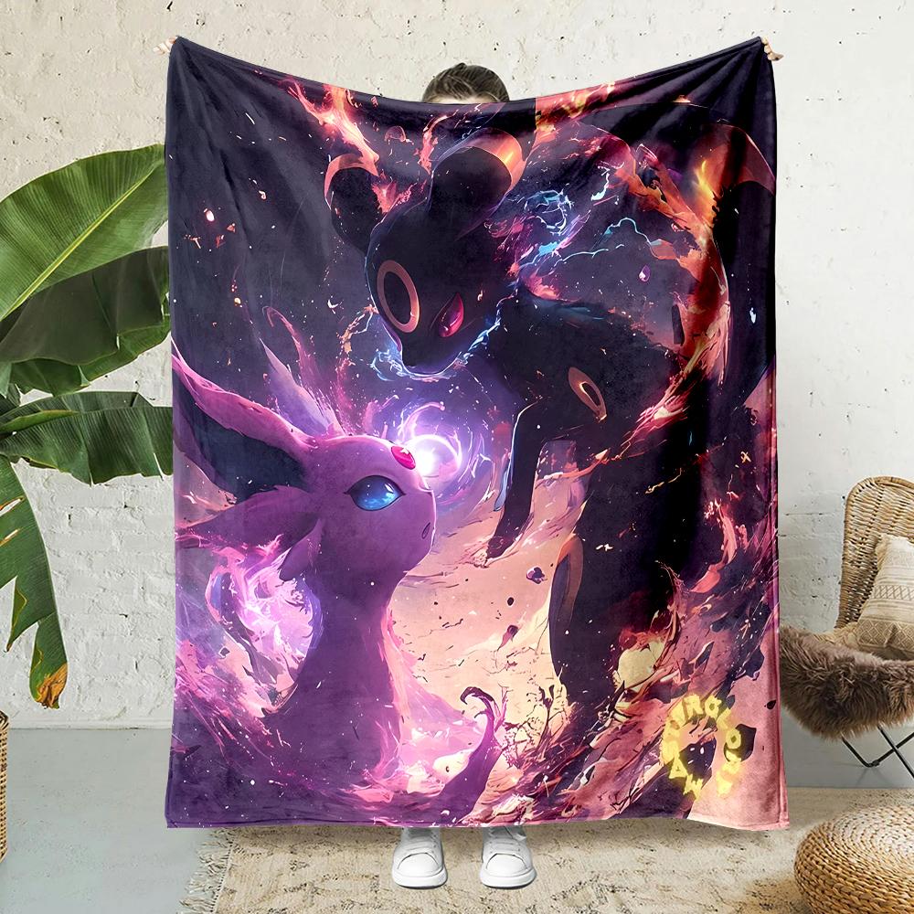 1PC Japanese Games E-Eevee Umbreon Cartoon Blanket Anime Soft Fluffy Plush Blanket Sofa Office Quilt Throw Picnic Beach Towel