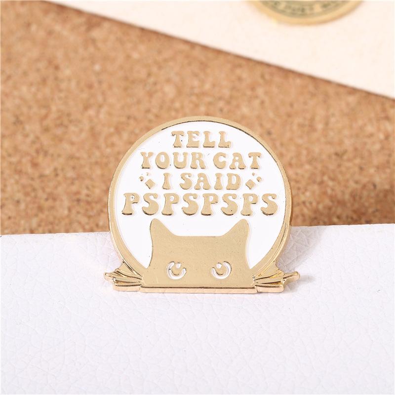 Fun cartoon cat face quotes badge, creative paint alloy brooch clothes backpack accessories
