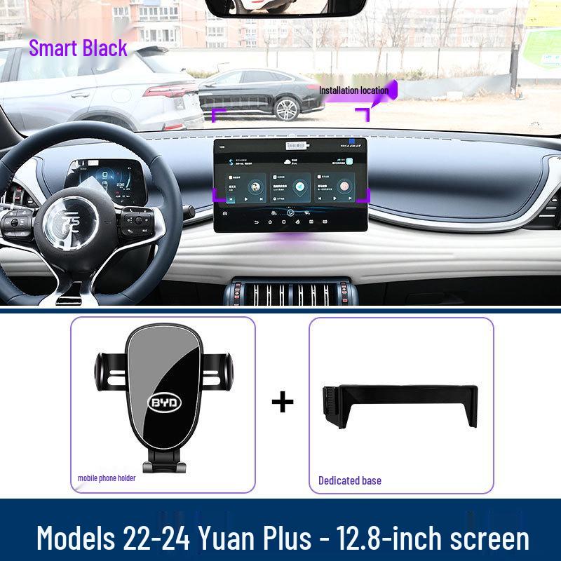 Dedicated phone holder bracket for 2022-2024 BYD Yuan PLUS models, mounts to screen.