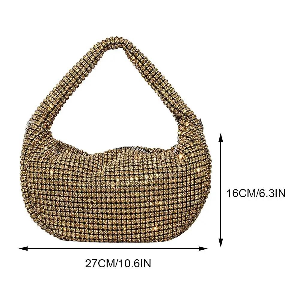 Umhängetasche für Damen mit Diamanten, schicke Glitzer-Schultertasche, elegante, modische Tragetasche, Reißverschluss, vielseitiger Riemen, verstellbarer Abendhandtasche