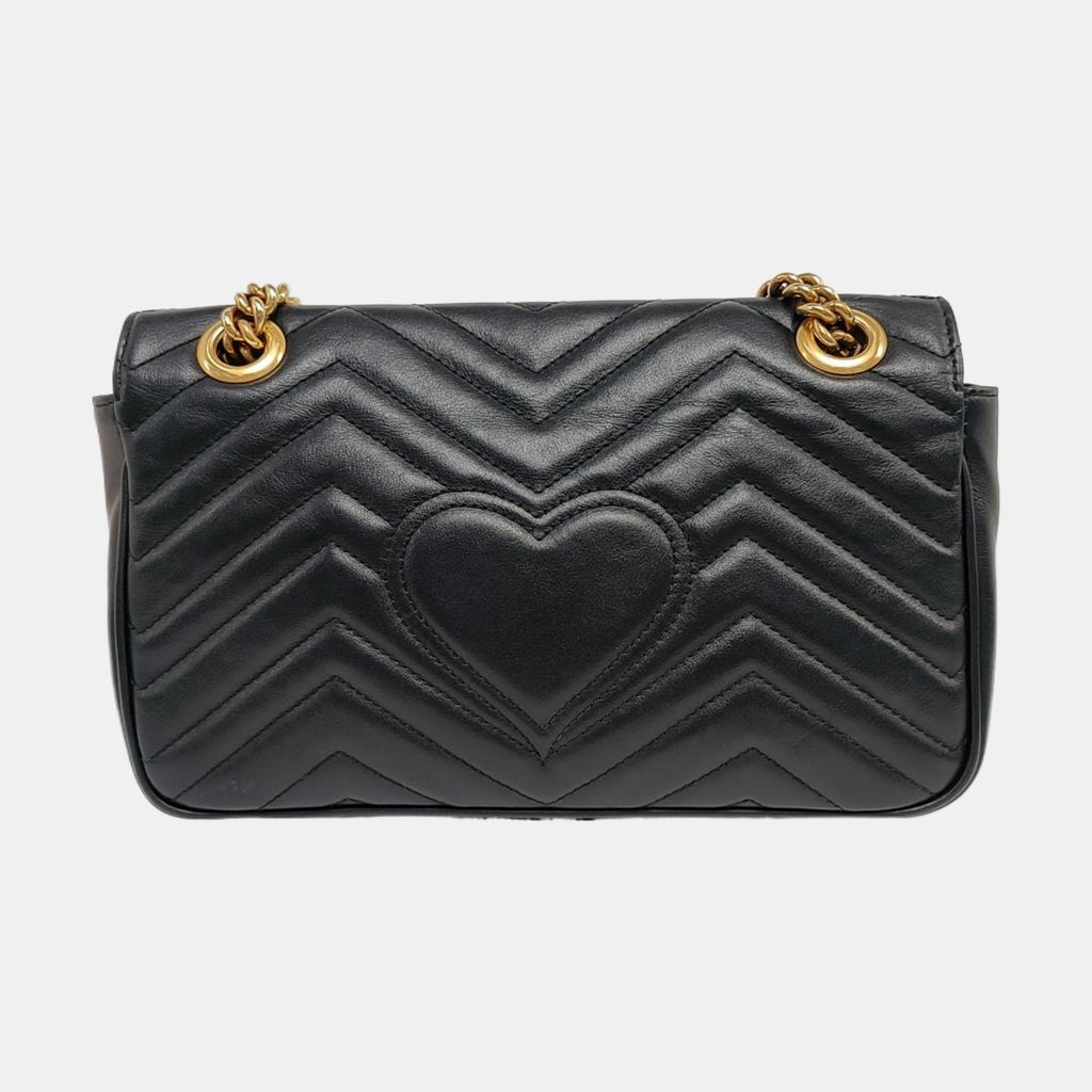 [Pre-Owned] Gucci GG Marmont Small Matelassé Shoulder Bag 'Black' - Good #YYN34G
