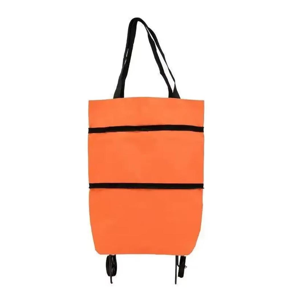 Cloth Foldable Shopping Bag with Wheels, Portable Trolley Bag for Grocery Shopping