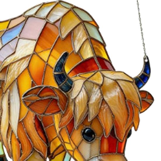 Highland Cow Butterfly Suncatcher Decoration Indoor Outdoor Garden Yard Window Wall Hanging 2D Acrylic Stained Glass Ornament