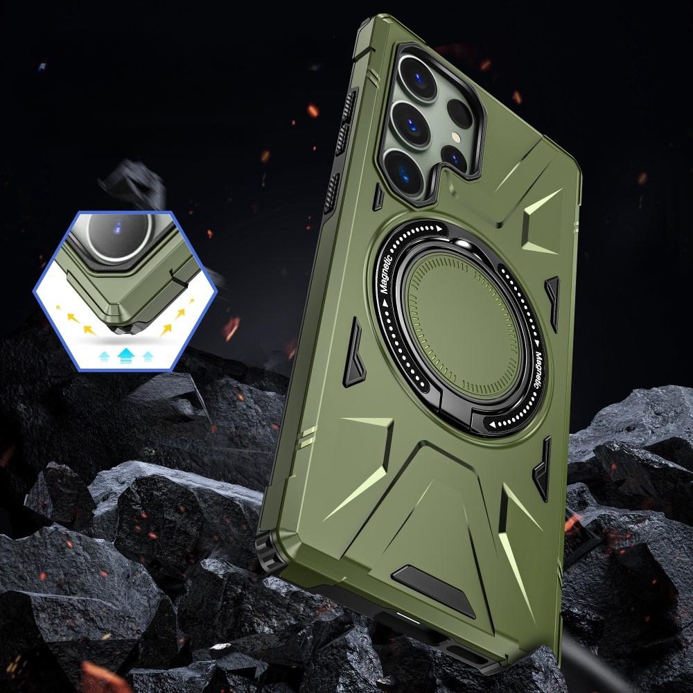 Samsung Galaxy S24 Ultra Case, Armored with a Stand and a Handle Plate, Green