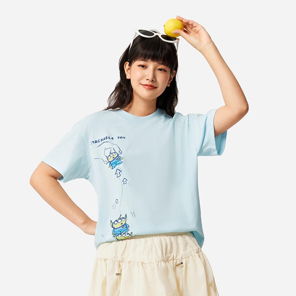Li Ning X Disney Toy Story Series Large Print American Vintage Casual Fashion Comfortable Breathable Round Neck Short Sleeve T-Shirt AHSV692-2