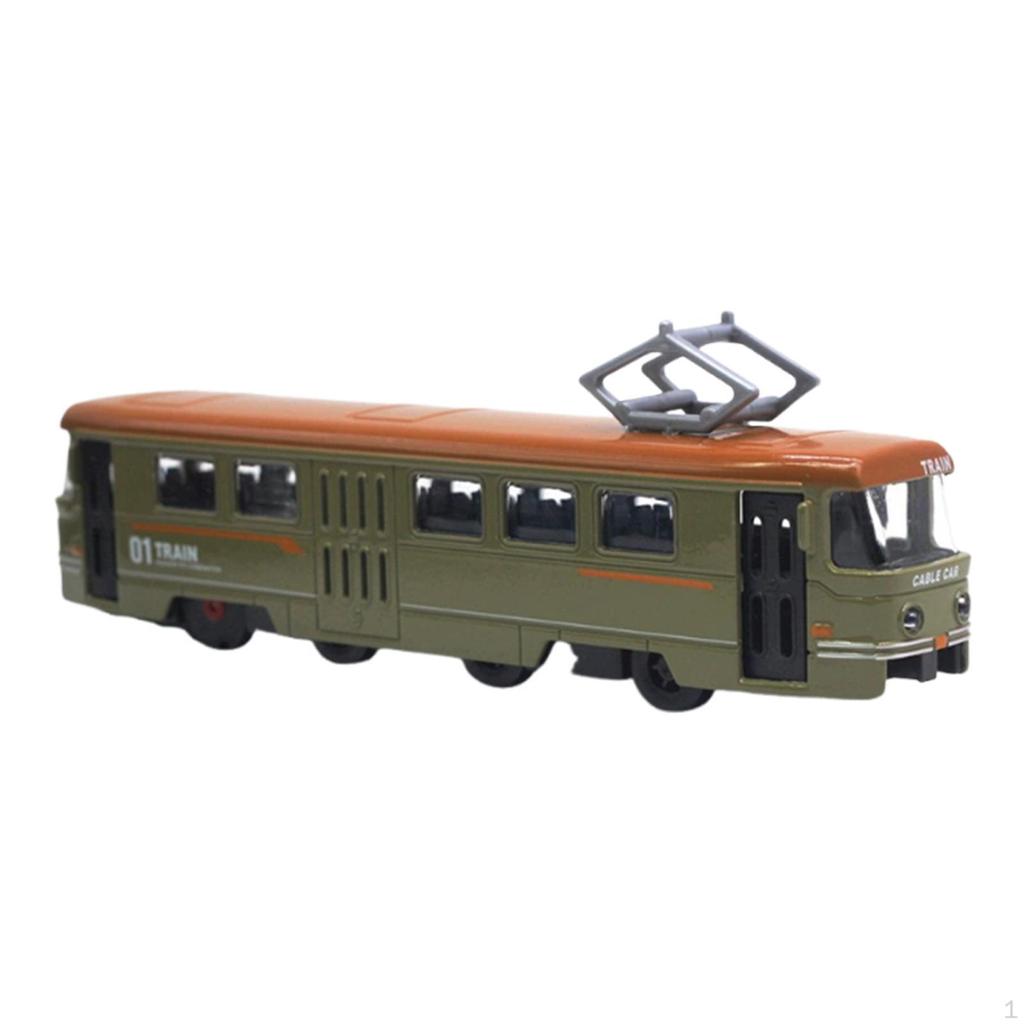 Classic Tram Model Vehicles Toy 1:90 Scale Collection Interactive Decorative Photography Prop with 2