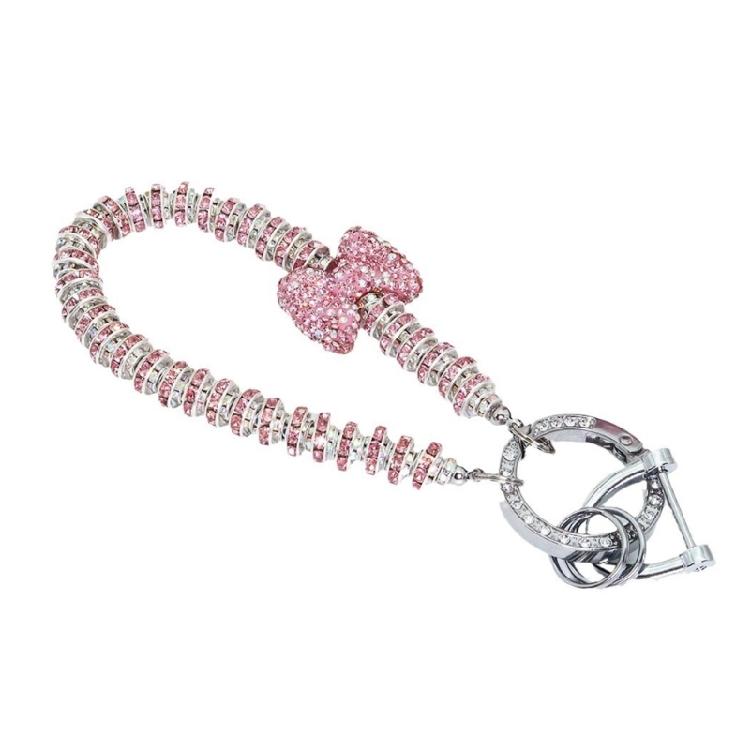

Trendy Rhinestones Bowknot Keychain Wristband Phone Lanyard Strap for Women Girls Unique Accessories Car Key Ornament розовый