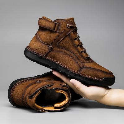 Handmade Casual Leather Men Shoes Comfortable Outdoor Mens Sneakers Breathable Non-Slip Lace-up Mens Winter Mens Boots