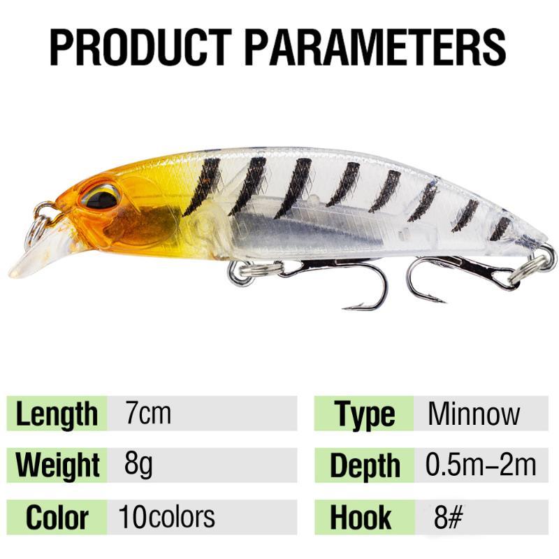 1Pc Long-Distance Casting Hard Bait Lure 7Cm 8G Diving Artificial Plastic Fishing Bait For Lure Fishing