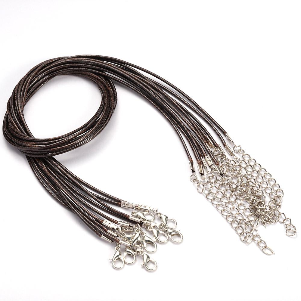 10-20pcs 45cm+5cm Lobster Clasp String Cord Real Leather Adjustable Braided Rope for Necklace Jewelry Making DIY Accessories