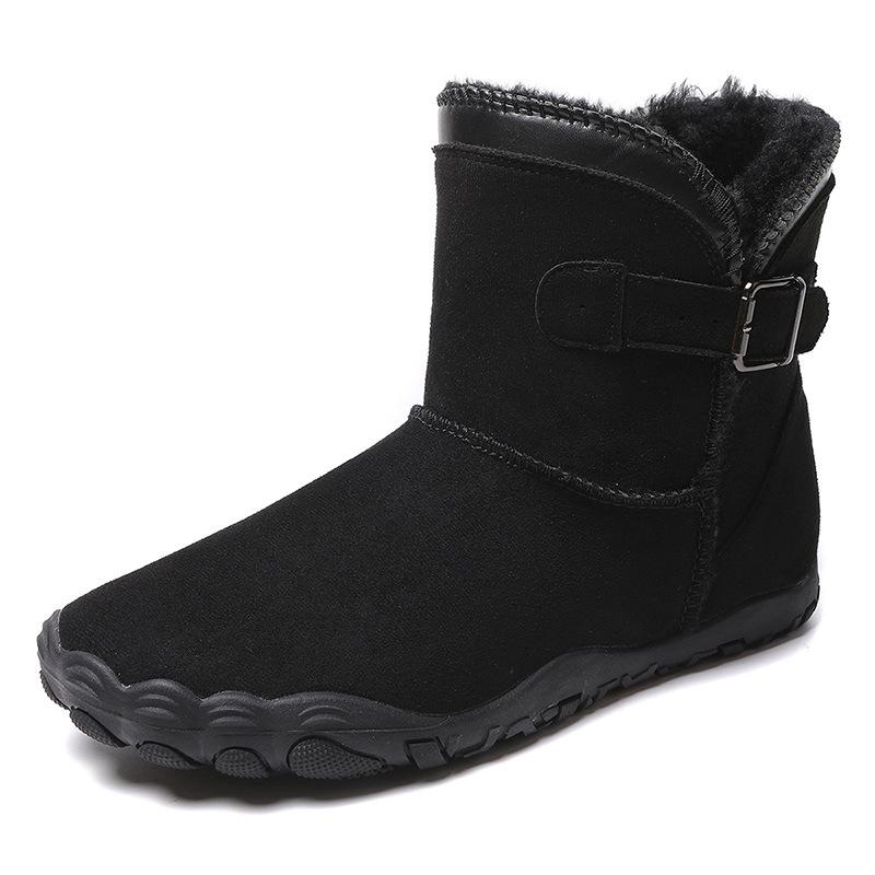 

Winter Wide Toe Barefoot Men Snow Boots Suede High-top Warm Fleece Lined Waterproof Non-slip Cold Resistant Women Cotton Shoes 35 чёрный