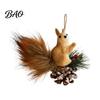 Realistic Squirrel for Home Decor Christmas Ornaments Tree, Cute Felt Plush Woodland with Pine Fluffy Figurine Cone, Hanging Forest Animal Decoration