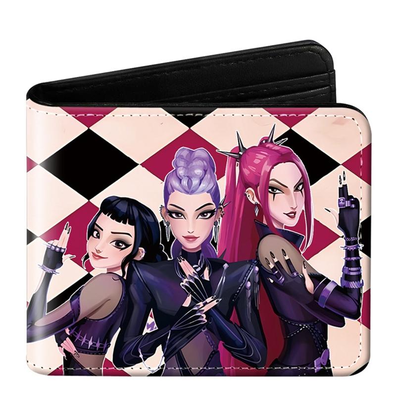 Demon Hunter Pu Anime Cartoon Print Short Wallet Rumi Mira Zoey Saja Storage Bag Birthday Gift