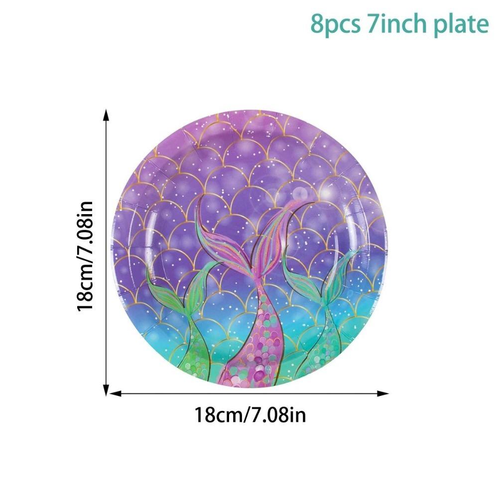 Mermaid Party Decorations Supplies Mermaid Disposable Plates Cup Napkins Set for Girls Baby Shower Mermaids Princess Birthday
