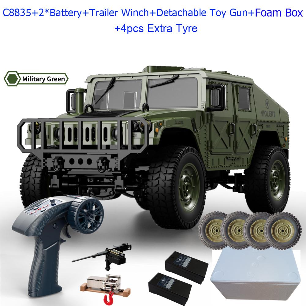 C8835 1:14 RC Car 2.4G Remote Control Car 4WD Off-road Climbing Simulation All-terrain RC Crawler Military Jeep JJRC RC Toys