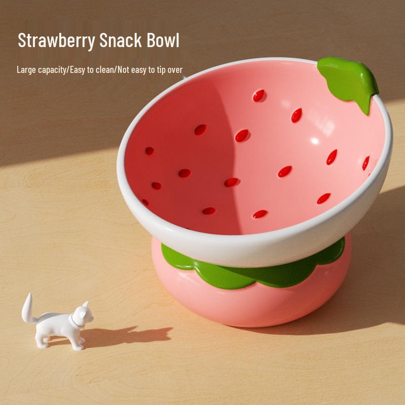 Ergonomic Ceramic Cat Bowl: High-Legged, Slanted Design Protects Pet's Cervical Spine for Food & Water