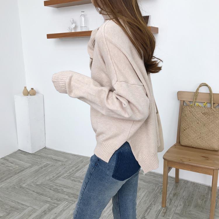 Two-piece Straight Half-high Collar Bottoming Sweater Female Commuter V-neck Loose Long Sleeve Sweater Sweater Women Sets Spring