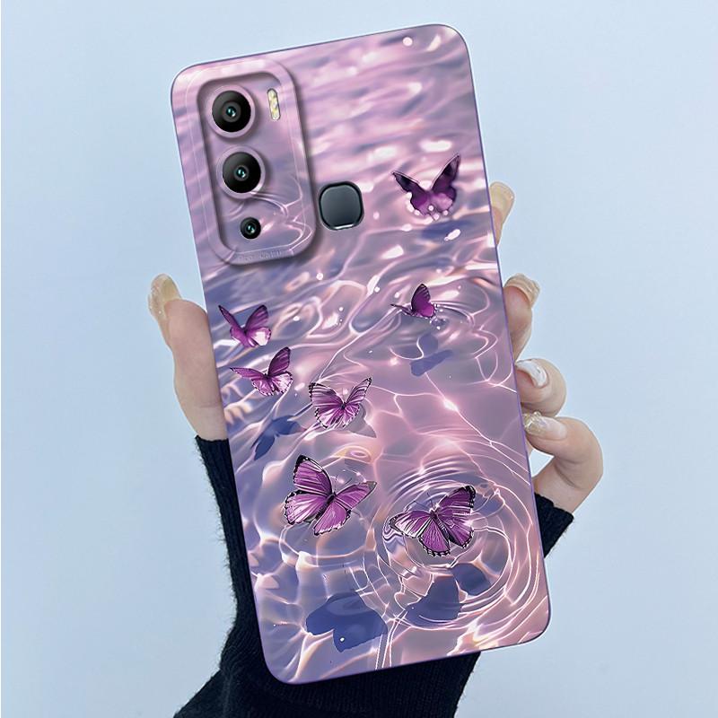 Case for Infinix Hot 12i Hot 12 Play Back Cover Butterfly Flower Soft Silicone Cases for Infinix Hot12i 12Play Hot12 Phone Funda