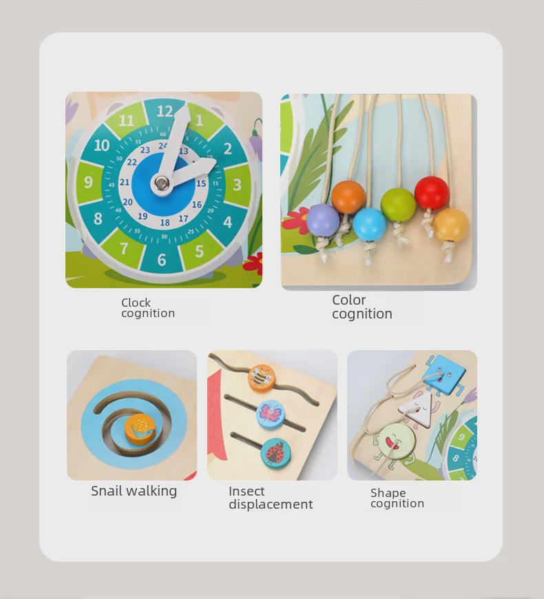 Montessori Busy Board: Multifunctional Educational Toy for Developing Life Skills and Puzzle Solving In Early Childhood.