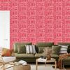 Polynesian Geometric Pattern Wallpaper Coral and Red 50x1000