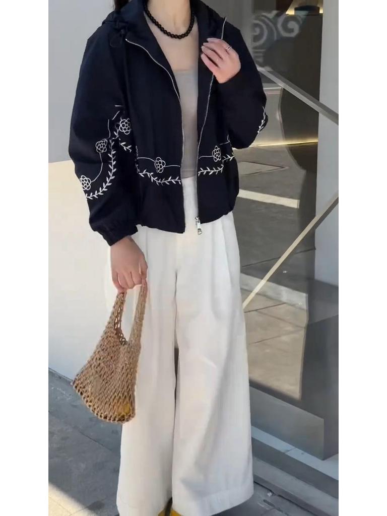 Damen Koreanische Rüschen Stehkragen Bestickte Jacke - Frühjahrskollektion 2025