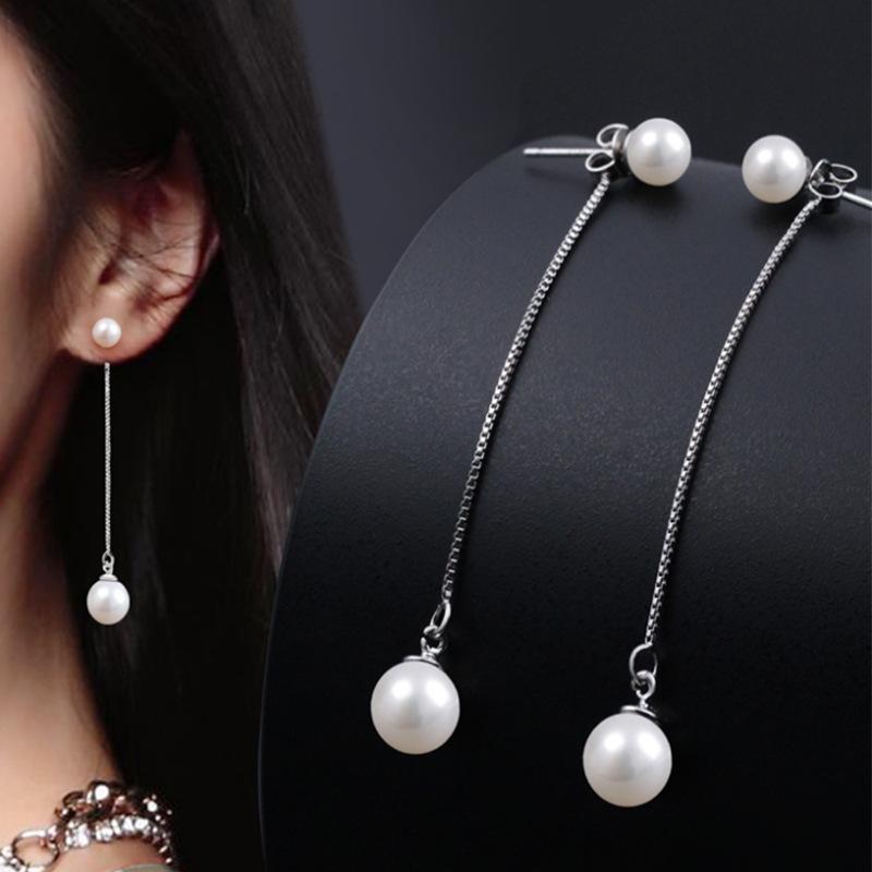 

925 пробы стерлингового серебра кисточка жемчужная ракушка жемчужные серьги-гвоздики украшение мода простые женские серебряные аксессуары 925