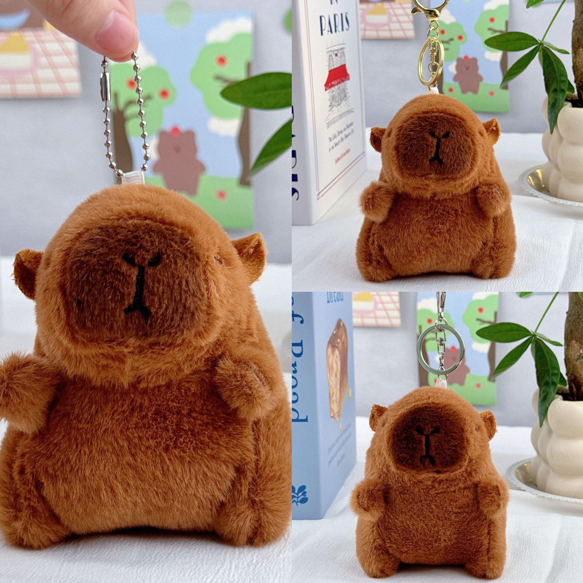 Cute Capybara Plush Toy Keychain Bag Pendant Claw Machine Prize Small Stuffed Animal Doll bead chain style