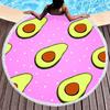 Tropical Fruit Avocado Round Beach Towel Microfiber Boho Round Hawaiian Beach Blanket Sand Proof Circle Swim Towel with Tassels