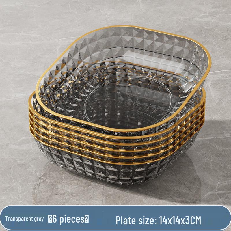 Transparent Gold Rim Fish Bone Dish Holder Set, Easy To Clean, Multipurpose for Living Room