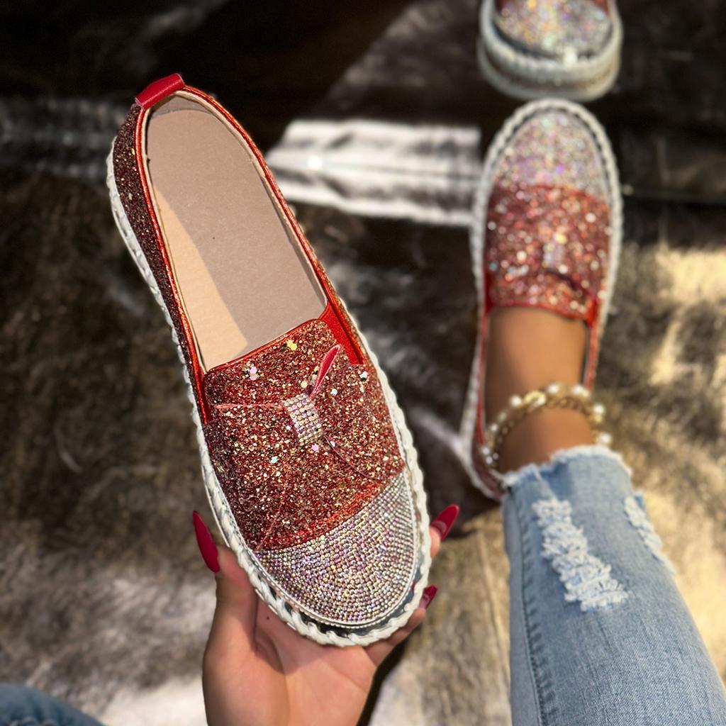 2026 Damen Sneaker Herbst Frühling Freizeit Übergröße Damenschuhe Modische Diamanten Dicke Sohle Flach Freizeitschuhe Damen